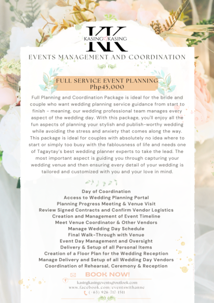FULL PLANNING + ON THE DAY COORDINATION FULL PLANNING + ON THE DAY COORDINATION